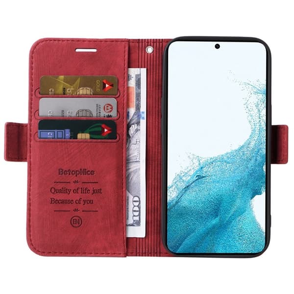 BETOPNICE 001 Samsung Galaxy A54 5G Plånboksfodral Konstläder - Röd