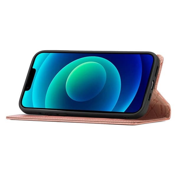 LC.IMEEKE iPhone 15 Plånboksfodral i Konstläderläder - Roséguld