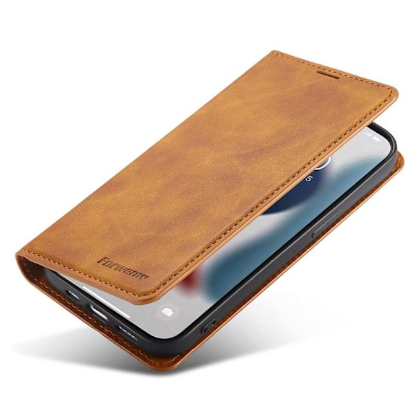 FORWENW iPhone 14 Pro Max Plånboksfodral Konstläder - Brun