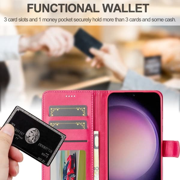 LC.IMEEKE Plånboksfodral för Samsung Galaxy S26 Plus Konstläder - Rosa