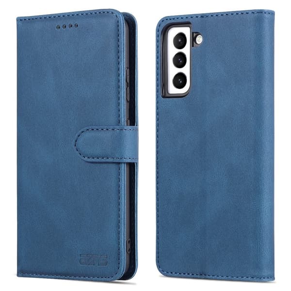 AZNS Stand Samsung Galaxy S22+ Plånboksfodral Konstläder - Blå