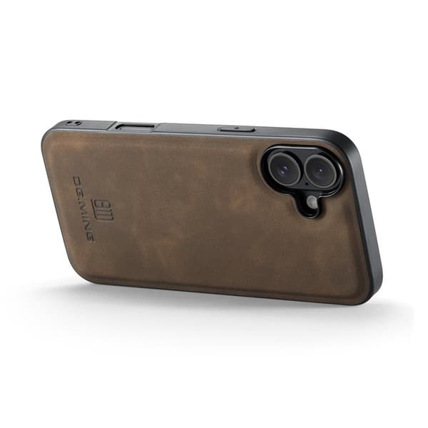 DG.MING Mobilskal till iPhone 17 PU Läder PC + TPU Hybrid - Brun