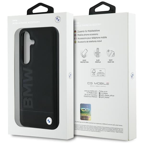 BMW telefontaske til Galaxy S25 Læder Big Wordmark - Sort Black
