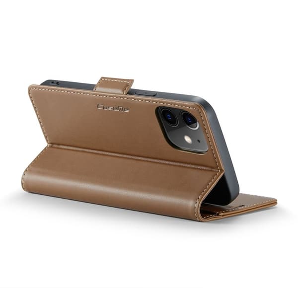 CASEME 023 Plånboksfodral Konstläder för iPhone 12 mini - Brun