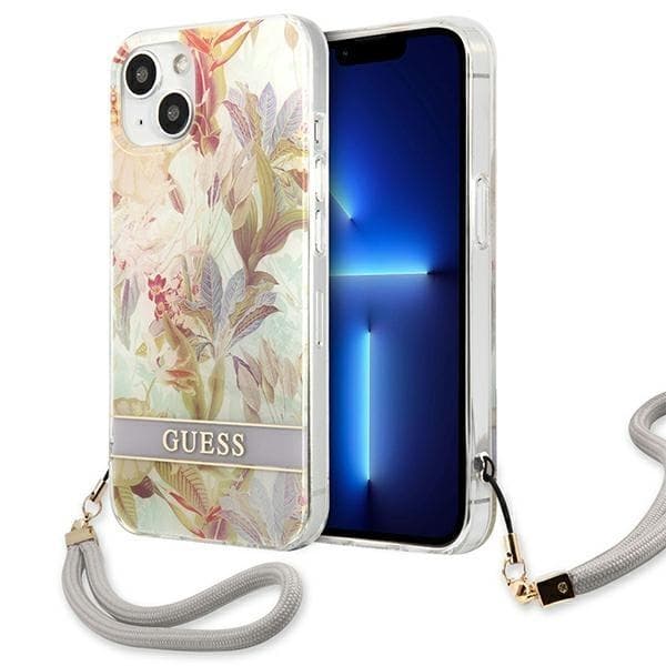 Guess iPhone 13 Mini Skal Flower Strap - Lilla Lila