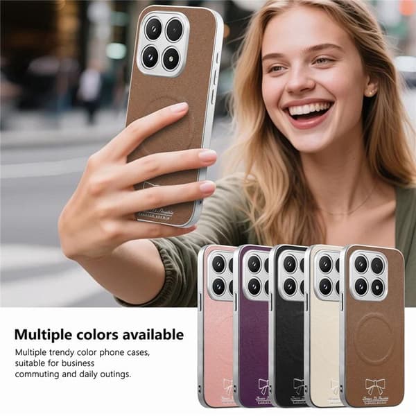 Mobilskal för Xiaomi 17 Magnetisk PU-läder Butterfly Bow Pattern Brun