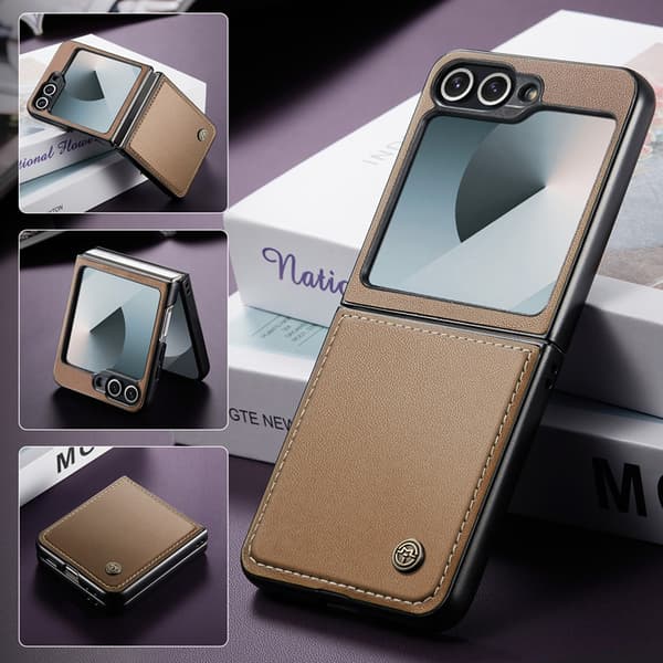 CASEME Mobilskal till Galaxy Z Flip 7 FE RFID-Skydd Glossy 023 Brun