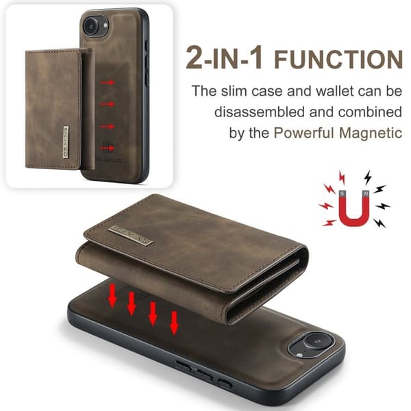 DG.MING M1 Series Mobilskal till iPhone 16e med Kickstand - Brun