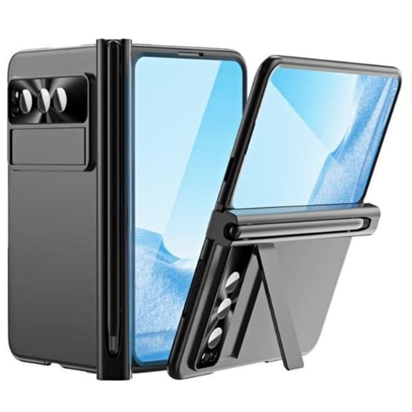Mobilskal till Google Pixel Fold Electroplating Kickstand med Pennfack - Svart Svart