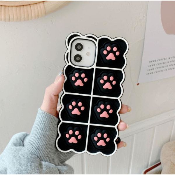 Puppy Paws Pop it Fidget etui til iPhone 11 - Sort
