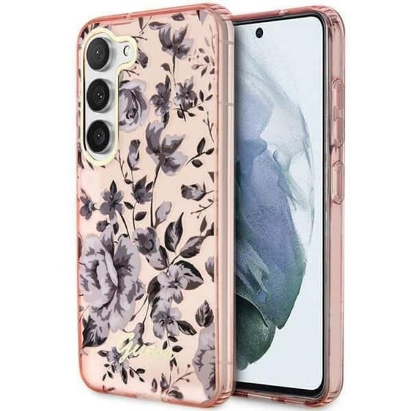 Guess Galaxy S23 Plus Mobilskal Flower Collection - Rosa Rosa