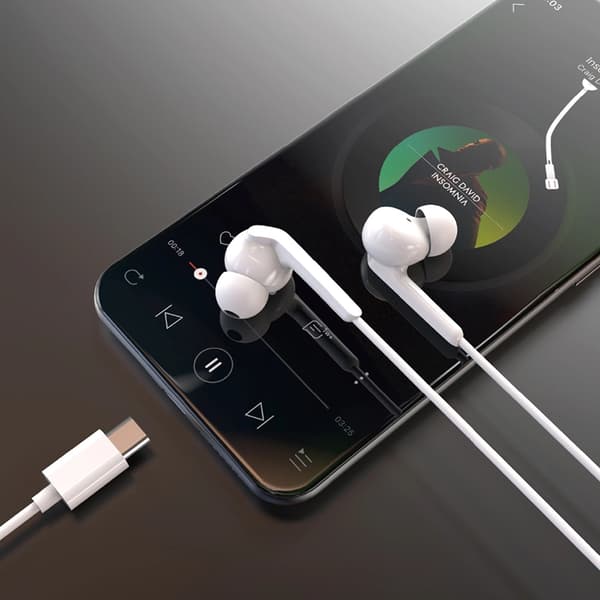 Dudao In-Ear Hörlurar USB-C 1.2m X3C Plus - Vit Vit