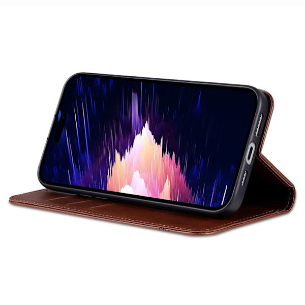 AZNS iPhone 16e Plånboksfodral Konstläder - Brun