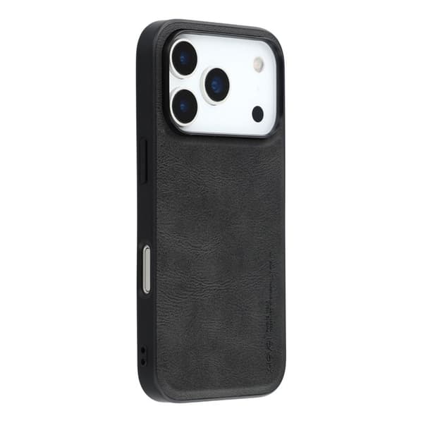 X-LEVEL Bojue-3 Mobilskal till iPhone 17 Pro Max Läderbelagd Svart