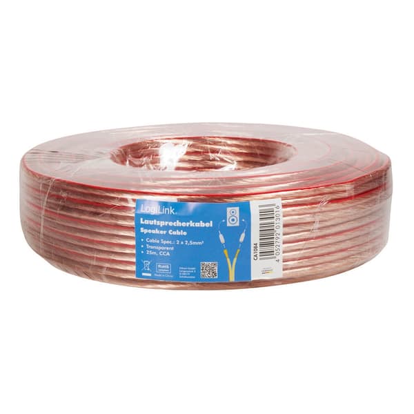 LogiLink Högtalarkabel 2x2 5 25m Tr Rödbrun