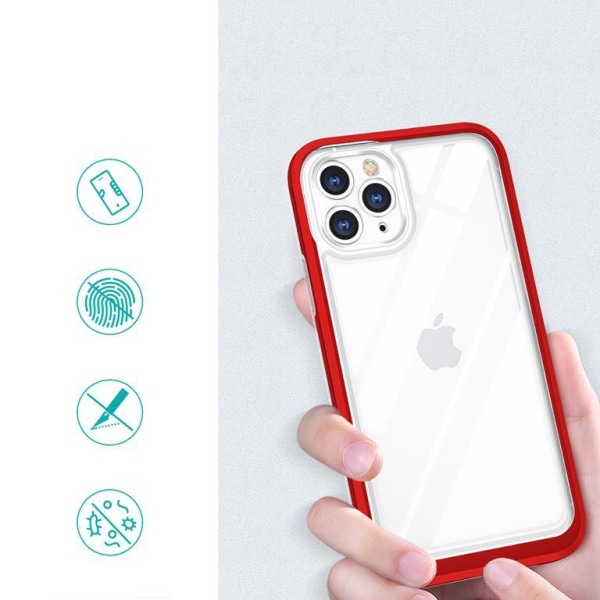 iPhone 11 Pro Max -kuori kirkas 3in1 - punainen