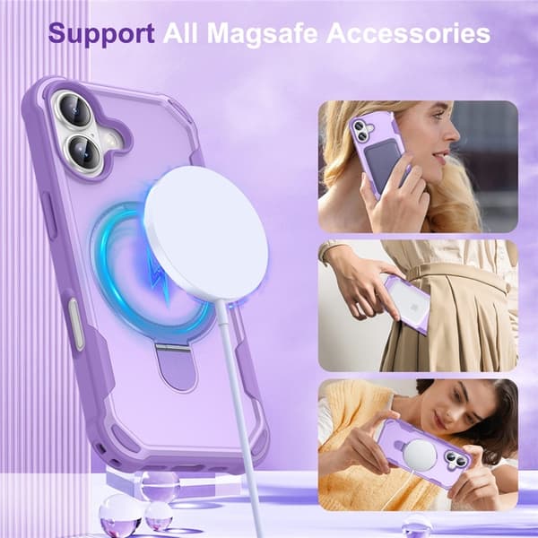 Mobilskal till iPhone 17 MagSafe TPU+PC Kickstand Shockproof - Lila Lila