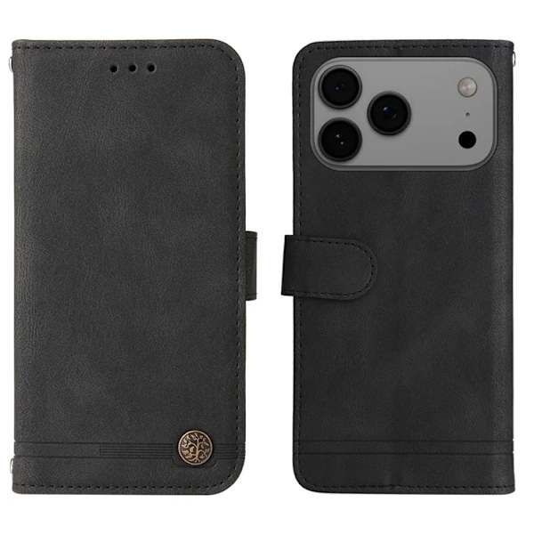 iPhone 17 Pro Max Plånboksfodral Skin Touch med Rem Svart