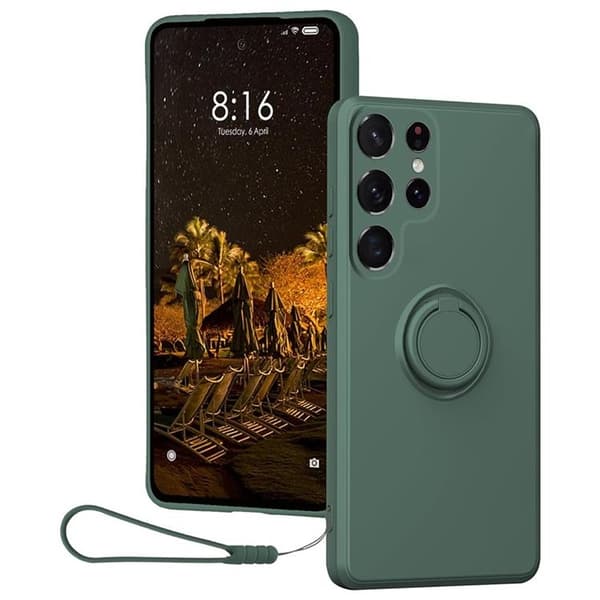 Mobilskal till Galaxy S25 Ultra Ring Kickstand med Rem Grön