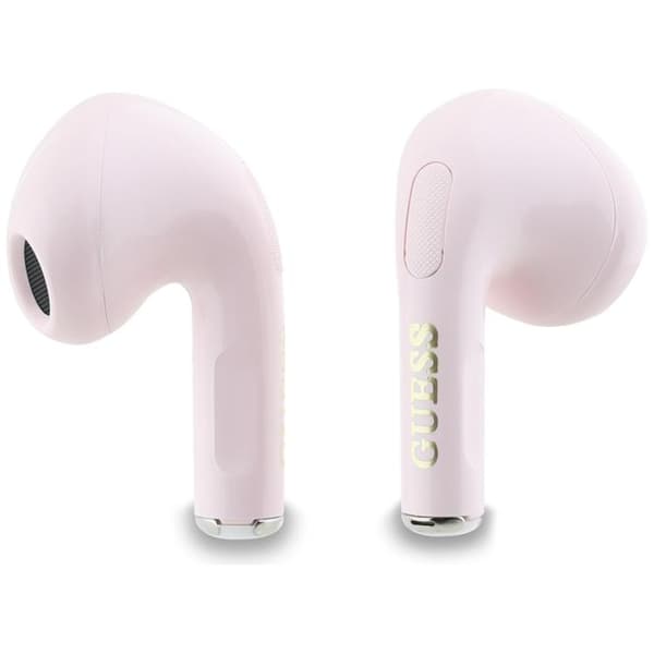 Guess TWS In-Ear Hörlurar Glossy Effect Printed Logo & Charm - Rosa Rosa