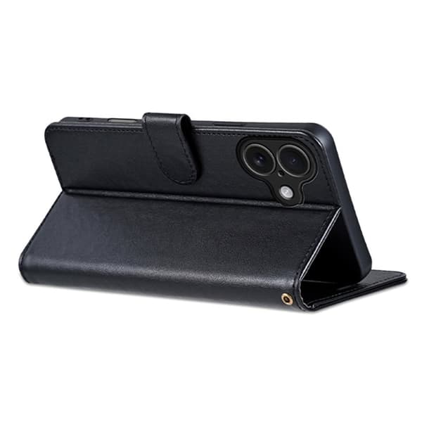 AZNS iPhone 17 Plånboksfodral Anti-Scratch Konstläder - Svart