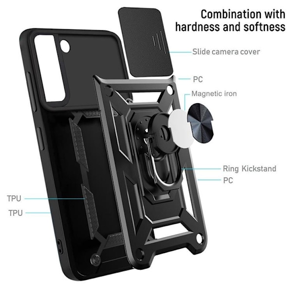 Ring KickStand Skal Galaxy S22 Plus 5G - Musta Black