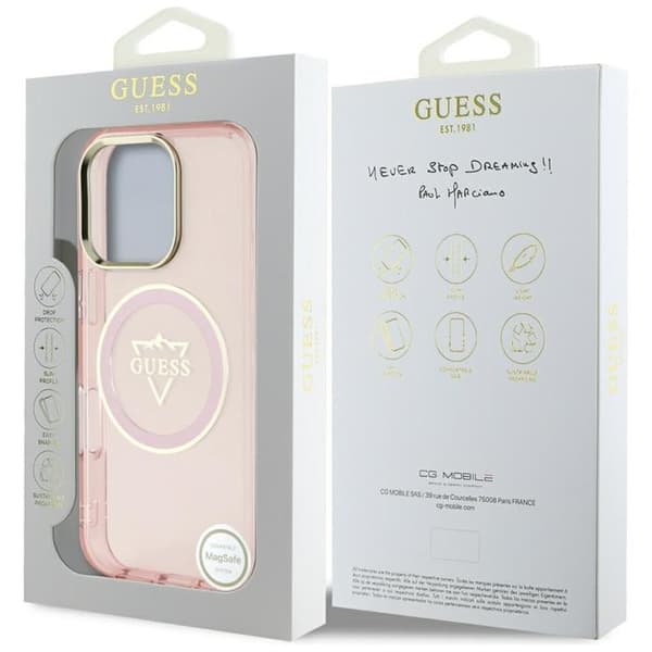 Guess Telefontaske til iPhone 16 Pro Max MagSafe IML Mountain Logo - Lyserød Rosa