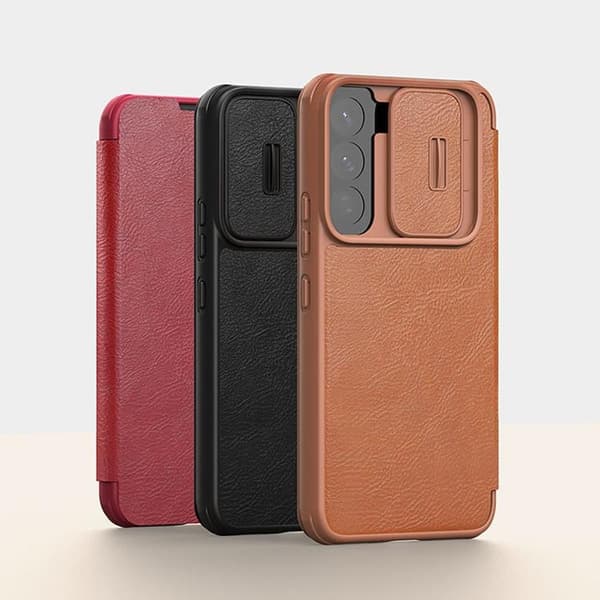 Nillkin Galaxy S22 Plus Plånboksfodral Qin Läder Pro Holster Flip - Brun Brun