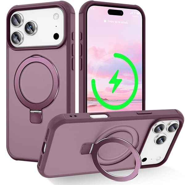 Mobilskal till iPhone 17 Pro Max MagSafe TPU+PC Kickstand - Vinröd Vinröd