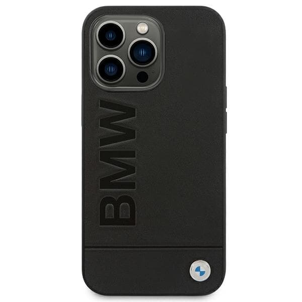 BMW Mobilskal till iPhone 14 Pro MagSafe Leather Stamp - Svart