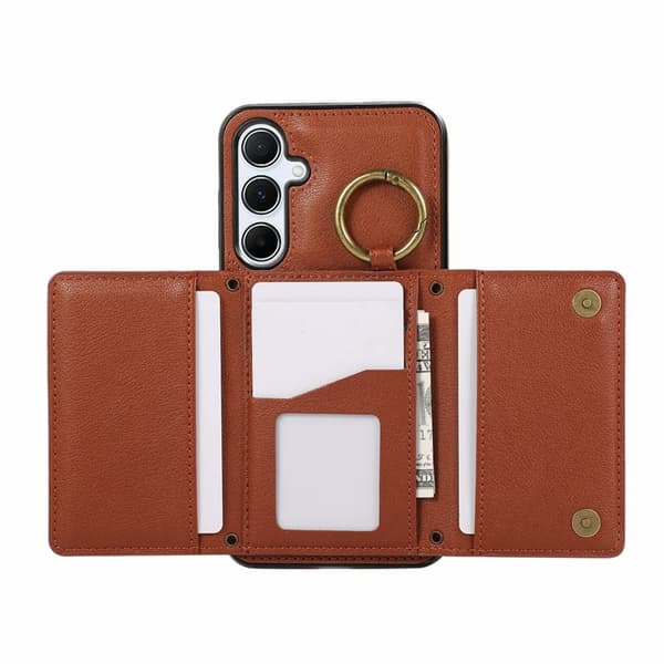 Plånboksfodral för Samsung Galaxy S26 Plus Konstläder Kickstand - Brun