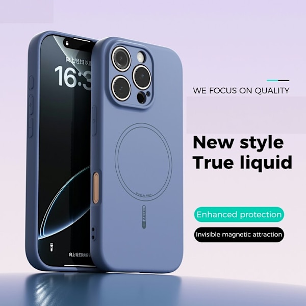 ABEEL Mobilskal till iPhone 16 Pro Max MagSafe Blå Liquid Silicone