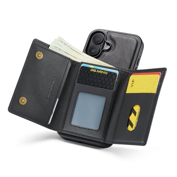 DG.MING M6 Series Mobilskal till iPhone 17 Magnetiskt Plånboksfodral Svart