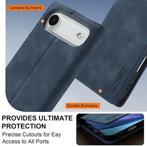 LC.IMEEKE iPhone Air Plånboksfodral Konstläder- Blå