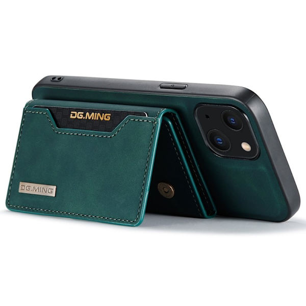 DG.MING iPhone 15 Magnetiskt Konstläder Plånboksfodral - Grön