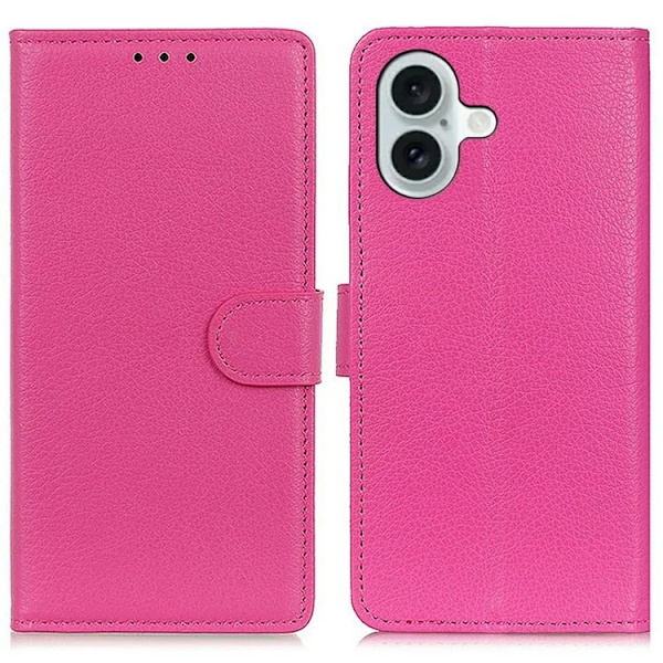 iPhone 17 Plånboksfodral Litchi Texture - Rosa Rosa