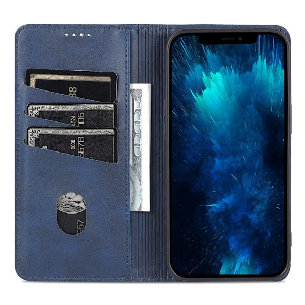 AZNS iPhone 15 Plus Plånboksfodral Anti-scratch Konstläder - Blå