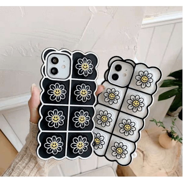 Smiley Flower Pop it Fidget Cover til iPhone 11 - Sort Black