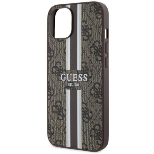 Guess iPhone 14 Mobilskal MagSafe Printed Stripes - Brun