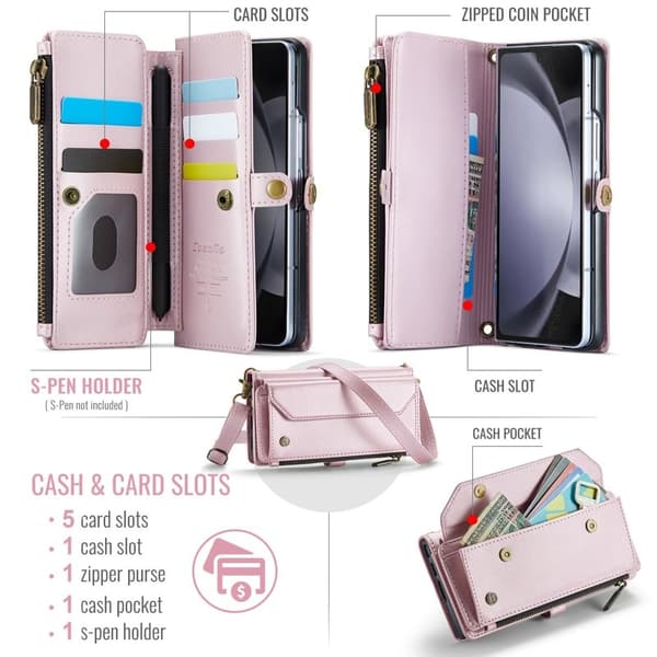 CASEME Plånboksfodral Konstläder för Samsung Galaxy Z Fold6 5G - Roséguld