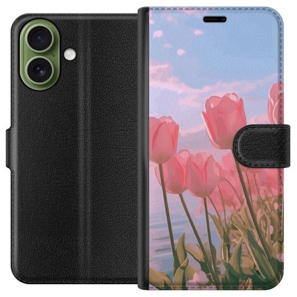 Plånboksfodral till Apple iPhone 17 med Rosa Tulpaner