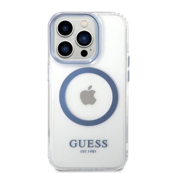 GUESS iPhone 14 Pro Max Skal Magsafe Metal Outline - Blå Blå