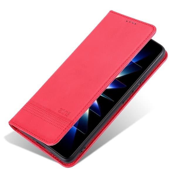 AZNS Samsung Galaxy S24 FE Plånboksfodral Konstläder - Röd