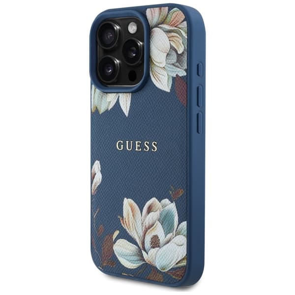 Guess Mobilskal till iPhone 16 Pro Max Magsafe Flower Pattern - Blå Blå