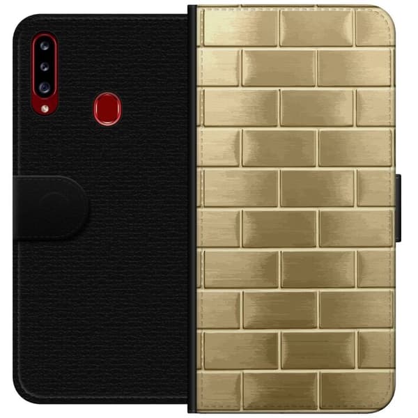 Plånboksfodral till Samsung Galaxy A20s med Gyllene Murstenar