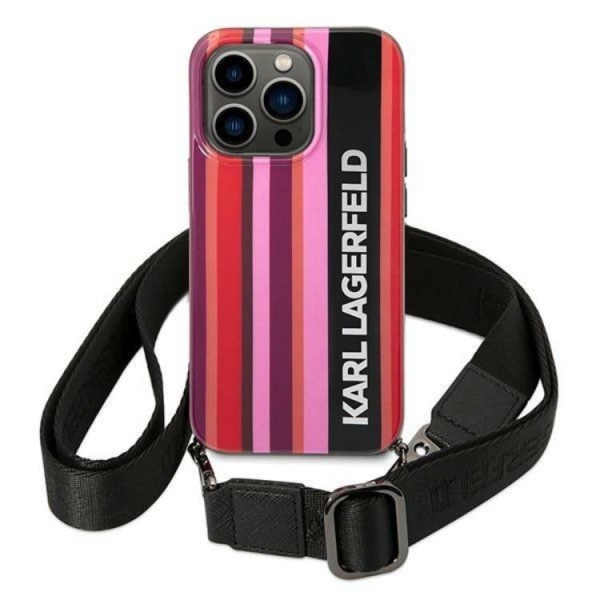 Karl Lagerfeld iPhone 14 Pro Skal med halsband Stripes Strap - R