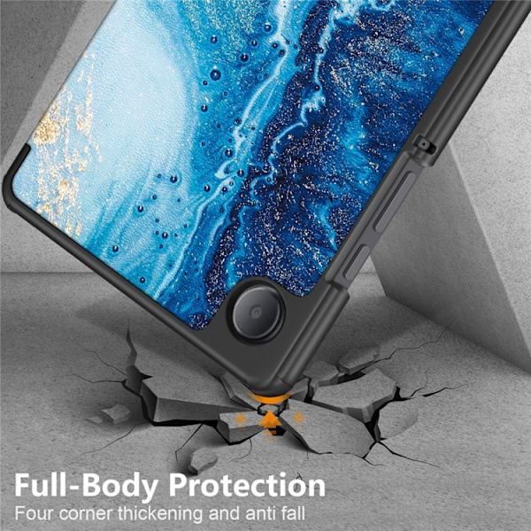 Galaxy Tab A9 Fodral Pattern Printing Tri-fold Konstläder Våg