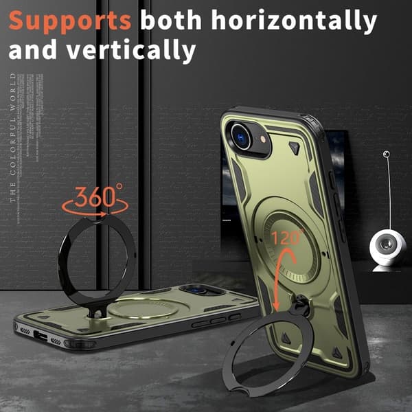Mobilskal till iPhone 16e Militärskydd Plast Kickstand - Olivgrön