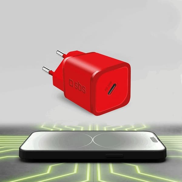SBS Snabbladdare 20W GaN Power Delivery - Röd Röd