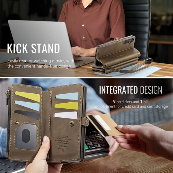 CASEME Konstläder Plånboksfodral för Samsung Galaxy A54 5G - Brun Leather